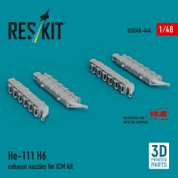 RSU48-0444   He 111 H-6 exhaust nozzles for ICM kit (3D printed) (1/48) (thumb84947)