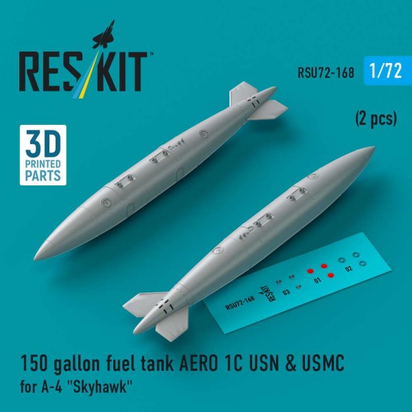 RSU72-0168   150 gallon fuel tank AERO 1C USN & USMC (2 pcs) for A-4 "Skyhawk" (3D Printed) (1/72) (thumb84982)