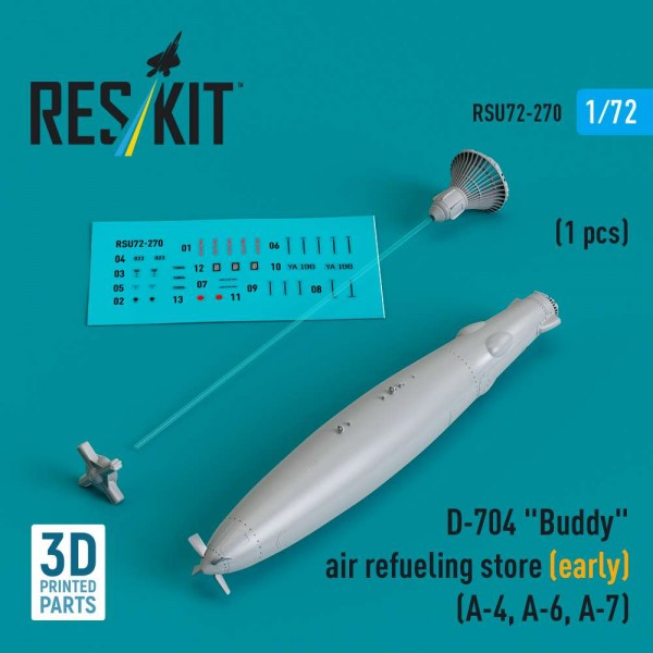 RSU72-0270   D-704 "Buddy" air refueling store (early) (1 pcs) (A-4, A-6, A-7) (3D Printed) (1/72) (thumb84988)