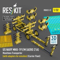 RSK32-0022   US NAVY MHU-191/M (AERO 21A) Munitions Transporter (with adapters for missiles) (Carrier Fleet) (3D Printed model kit) (1/32) (thumb88726)