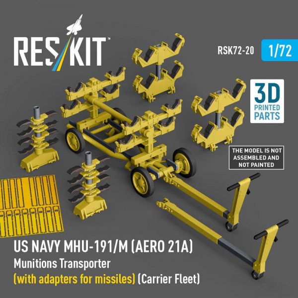 RSK72-0020   US NAVY MHU-191/M (AERO 21A) Munitions Transporter (with adapters for missiles) (Carrier Fleet, C-130) (3D Printed model kit) (1/72) (thumb88484)