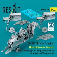 RSU32-0169   OV-10D "Bronco" cockpit (Basic edition with 3D decals) landing gears, wheel bays and weighted wheels set for Kitty Hawk/Zimimodel kit (3D Printed) (1/32) (thumb88838)