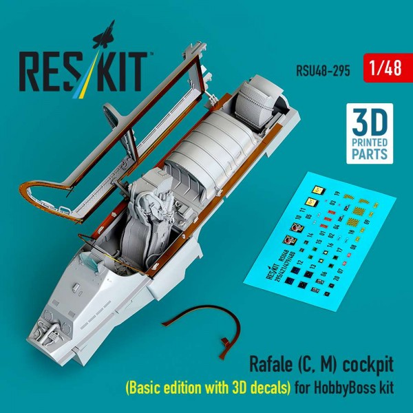 RSU48-0295   Rafale (C, M) cockpit (Basic edition with 3D decals) for HobbyBoss kit (3D printed) (1/48) (thumb88321)