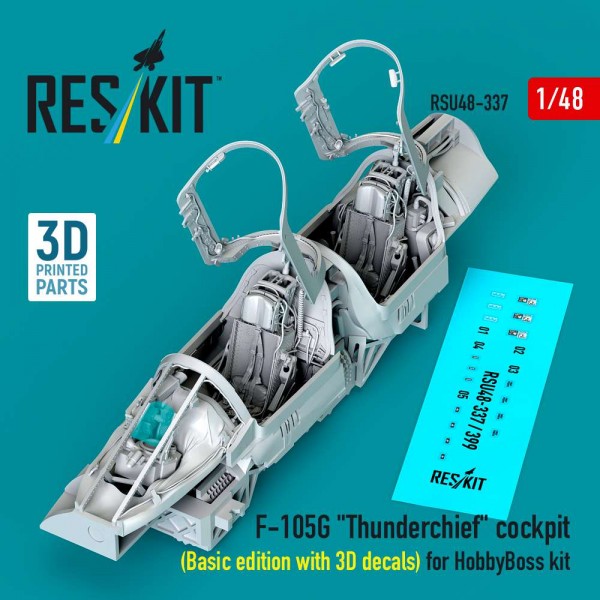 RSU48-0337   F-105G "Thunderchief" cockpit (Basic edition with 3D decals) for HobbyBoss kit (3D Printed) (1/48) (thumb88330)