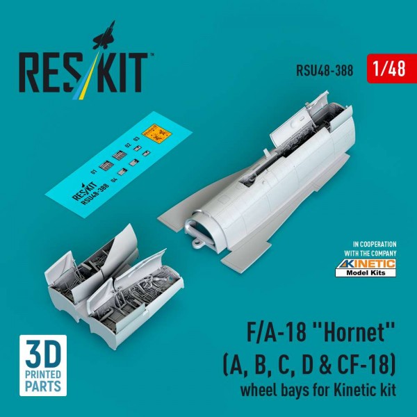 RSU48-0388   F/A-18 "Hornet" (A, B, C, D & CF-18) wheel bays for Kinetic kit (3D printed) (1/48) (thumb88364)