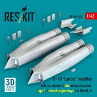 RSU48-0426   B-1B "Lancer" nacelles with air intakes & late exhaust nozzles (type 1) (сlosed engine bays) for Revell kit (3D Printed) (1/48) (thumb88392)