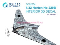 QD32254   3D Декаль интерьера кабины Horten Ho 229B (Takom) (thumb89600)
