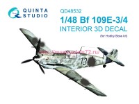 QD48532   3D Декаль интерьера кабины Bf 109E-3/4 (HobbyBoss) (thumb89361)
