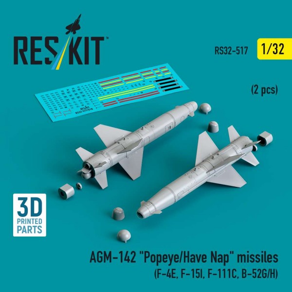 RS32-0517   AGM-142 "Popeye/Have Nap" missiles (2 pcs) (F-4E, F-15I, F-111C, B-52G/H) (3D Printed) (1/32) (thumb88784)