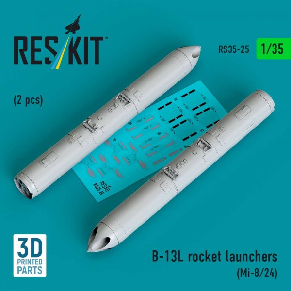 RS35-0025   B-13L rocket launchers (2 pcs) (Mi-8/24) (3D printed) (1/35) (thumb88688)