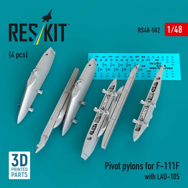 RS48-0502   Pivot pylons for F-111F with LAU-105 (4 pcs) (3D Printed) (1/48) (thumb88233)