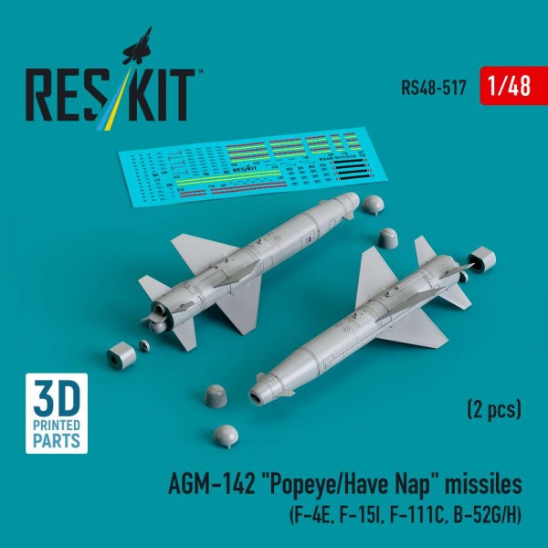 RS48-0517   AGM-142 "Popeye/Have Nap" missiles (2 pcs) (F-4E, F-15I, F-111C, B-52G/H) (3D Printed) (1/48) (thumb88265)