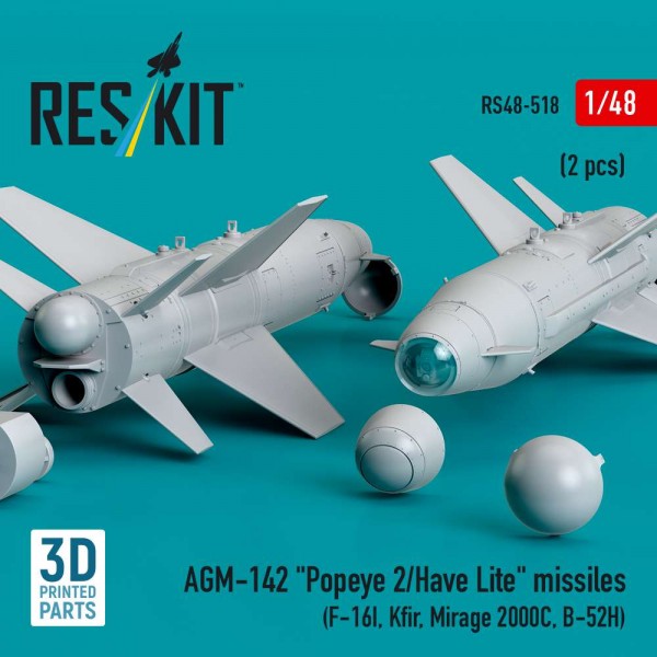 RS48-0518   AGM-142 "Popeye 2/Have Lite" missiles (2 pcs) (F-16I, Kfir, Mirage 2000C, B-52H) (3D Printed) (1/48) (thumb88269)