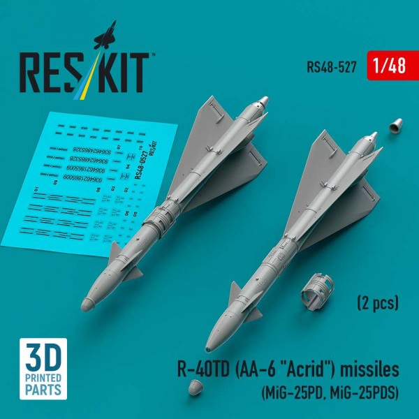 RS48-0527   R-40TD (AA-6 "Acrid") missiles (2 pcs) (MiG-25PD, MiG-25PDS) (3D printed) (1/48) (thumb88297)
