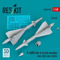 RS48-0528   R-40RD (AA-6 "Acrid") missiles (2 pcs) (MiG-25PD, MiG-25PDS) (3D printed) (1/48) (thumb88301)