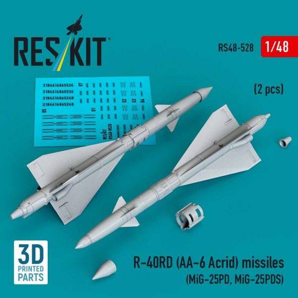 RS48-0528   R-40RD (AA-6 "Acrid") missiles (2 pcs) (MiG-25PD, MiG-25PDS) (3D printed) (1/48) (thumb88301)