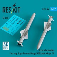 RS72-0506   Exocet missiles (2 pcs) (Sea King, Super Etendard, Mirage 2000, Rafale, Mirage F.1) (3D Printed) (1/72) (thumb88547)