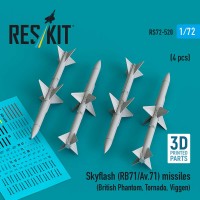 RS72-0520   Skyflash (RB71/Av.71) missiles (4 pcs) (British Phantom, Tornado, Viggen) (3D Printed) (1/72) (thumb88581)