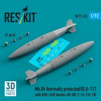 RS72-0525   Mk.84 thermally protected/BLU-117 with BSU-36/B bombs (2 pcs) (AV-8B, F-14, F/A-18) (3D Printed) (1/72) (thumb88593)
