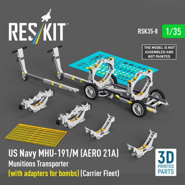 RSK35-0008   US NAVY MHU-191/M (AERO 21A) Munitions Transporter (with adapters for bombs) (Carrier Fleet) (3D Printed model kit) (1/35) (thumb88678)