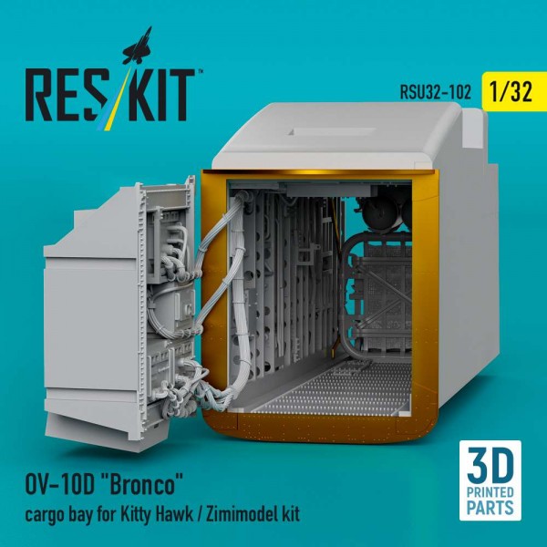 RSU32-0102   OV-10D "Bronco" cargo bay for Kitty Hawk/Zimimodel kit (3D Printed) (1/32) (thumb88831)