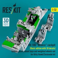 RSU32-0169   OV-10D «Bronco» cockpit (Basic edition with 3D decals) landing gears, wheel bays and weighted wheels set for Kitty Hawk/Zimimodel kit (3D Printed) (1/32) (attach3 88838)