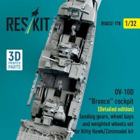 RSU32-0170   OV-10D «Bronco» cockpit (Detailed edition) landing gears, wheel bays and weighted wheels set for Kitty Hawk/Zimimodel kit (3D Printed) (1/32) (attach3 88843)
