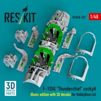 RSU48-0337   F-105G «Thunderchief» cockpit (Basic edition with 3D decals) for HobbyBoss kit (3D Printed) (1/48) (attach3 88330)