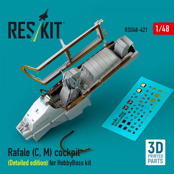 RSU48-0421   Rafale (C, M) cockpit (Detailed edition) for HobbyBoss kit (3D printed) (1/48) (thumb88379)