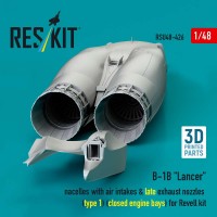RSU48-0426   B-1B «Lancer» nacelles with air intakes & late exhaust nozzles (type 1) (сlosed engine bays) for Revell kit (3D Printed) (1/48) (attach3 88392)