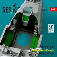 RSU48-0479   Rafale M cockpit (Basic edition with 3D decals) for Revell/Academy kit (3D printed) (1/48) (attach3 88455)