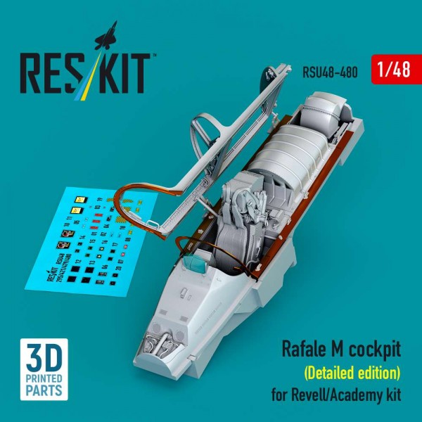 RSU48-0480   Rafale M cockpit (Detailed edition) for Revell/Academy kit (3D printed) (1/48) (thumb88460)