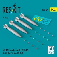 RS32-0495   Mk.83 bombs with BSU-85 (4 pcs) (F-14, F/A-18, AV-8B, S-3) (3D printed) (1/32) (thumb88752)