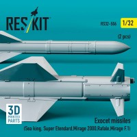 RS32-0506   Exocet missiles (2 pcs) (Sea King, Super Etendard, Mirage 2000, Rafale, Mirage F.1) (3D Printed) (1/32) (attach2 88770)