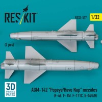RS32-0517   AGM-142 «Popeye/Have Nap» missiles (2 pcs) (F-4E, F-15I, F-111C, B-52G/H) (3D Printed) (1/32) (attach2 88784)