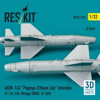 RS32-0518   AGM-142 «Popeye 2/Have Lite» missiles (2 pcs) (F-16I, Kfir, Mirage 2000C, B-52H) (3D Printed) (1/32) (attach2 88788)
