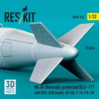 RS32-0525   Mk.84 thermally protected/BLU-117 with BSU-36/B bombs (2 pcs) (AV-8B, F-14, F/A-18) (3D Printed) (1/32) (attach2 88808)