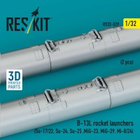 RS32-0529   B-13L rocket launchers (2 pcs) (Su-17/22, Su-24, Su-25 ,MiG-23, MiG-29, Mi-8/24) (3D Printed) (1/32) (attach2 88812)