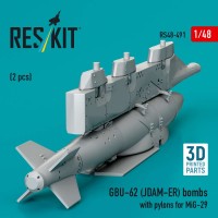 RS48-0491   GBU-62 (JDAM-ER) bombs with pylons for MiG-29 «Fulcrum» (2 pcs) (3D Printed) (1/48) (attach2 88196)