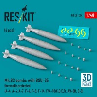 RS48-0494   Mk.83 bombs with BSU-35 thermally protected (4 pcs) (A-4, A-6, A-7, F-4, F-8, F-14, F/A-18(C,D,E,F), AV-8B, S-3) (3D printed) (1/48) (thumb88207)