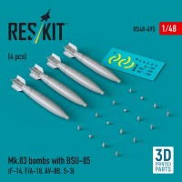 RS48-0495   Mk.83 bombs with BSU-85 (4 pcs) (F-14, F/A-18, AV-8B, S-3) (3D printed) (1/48) (thumb88210)