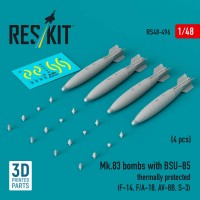 RS48-0496   Mk.83 bombs with BSU-85 thermally protected (4 pcs) (F-14, F/A-18, AV-8B, S-3) (3D printed) (1/48) (thumb88213)
