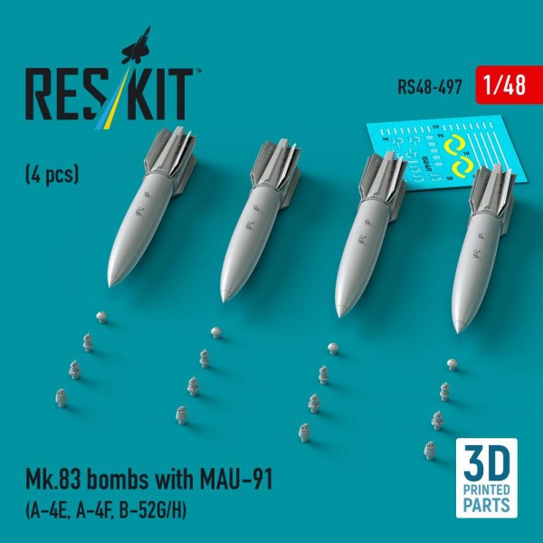 RS48-0497   Mk.83 bombs with MAU-91 (4 pcs) (A-4E, A-4F, B-52G/H) (3D printed) (1/48) (thumb88216)