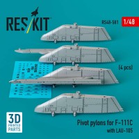 RS48-0501   Pivot pylons for F-111C with LAU-105 (4 pcs) (3D Printed) (1/48) (attach2 88229)