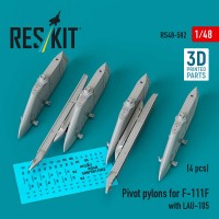 RS48-0502   Pivot pylons for F-111F with LAU-105 (4 pcs) (3D Printed) (1/48) (attach2 88233)