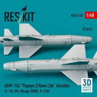 RS48-0518   AGM-142 «Popeye 2/Have Lite» missiles (2 pcs) (F-16I, Kfir, Mirage 2000C, B-52H) (3D Printed) (1/48) (attach2 88269)