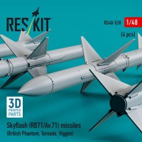 RS48-0520   Skyflash (RB71/Av.71) missiles (4 pcs) (British Phantom, Tornado, Viggen) (3D Printed) (1/48) (attach2 88277)