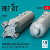 RS48-0523   CBU-89B cluster bombs GATOR (4 pcs) (A-10, F-15E, F-16, B-52, B-1B, B-2) (3D Printed) (1/48) (attach2 88281)