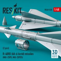 RS48-0528   R-40RD (AA-6 «Acrid») missiles (2 pcs) (MiG-25PD, MiG-25PDS) (3D printed) (1/48) (attach2 88301)