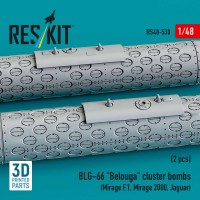 RS48-0530   BLG-66 «Belouga» cluster bombs (2 pcs) (Mirage F.1, Mirage 2000, Jaguar) (3D Printed) (1/48) (attach2 88309)